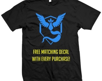 Pokemon Go Team Mystic T-Shirt - Pokémon Go - Articuno - Blue Team - Free Matching Decal With Every Purchase!