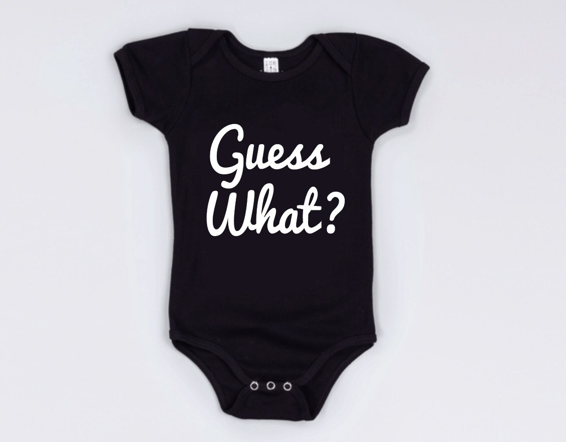Guess What Onesie Surprise Pregnancy Announcement by HangerSwag