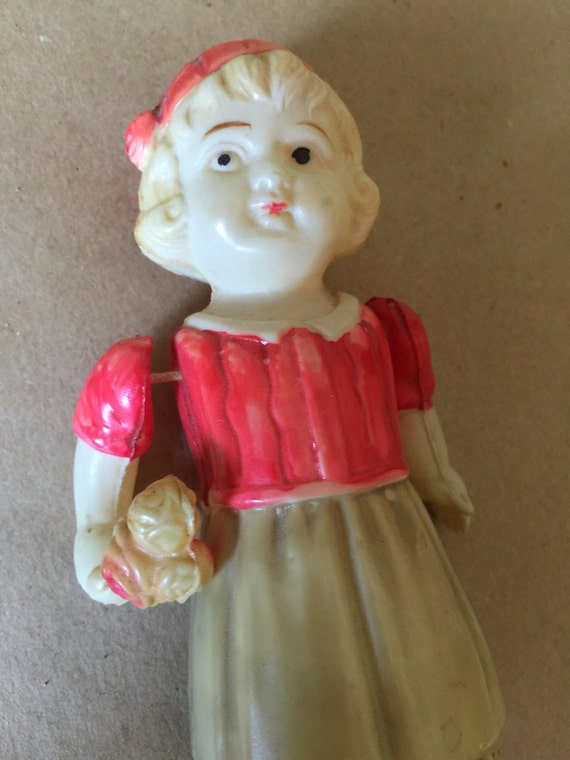 Celluloid Flower Girl Doll 1950s Made in Occupied Japan