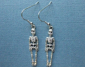 Skeleton Earrings - Dangle Earrings - Halloween Earrings - Halloween Jewelry - Earrings - Skeleton - Holiday Earrings -- E120