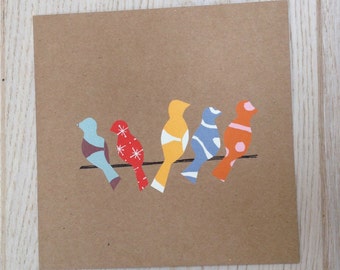 Birds on a wire cards using Imprint paper