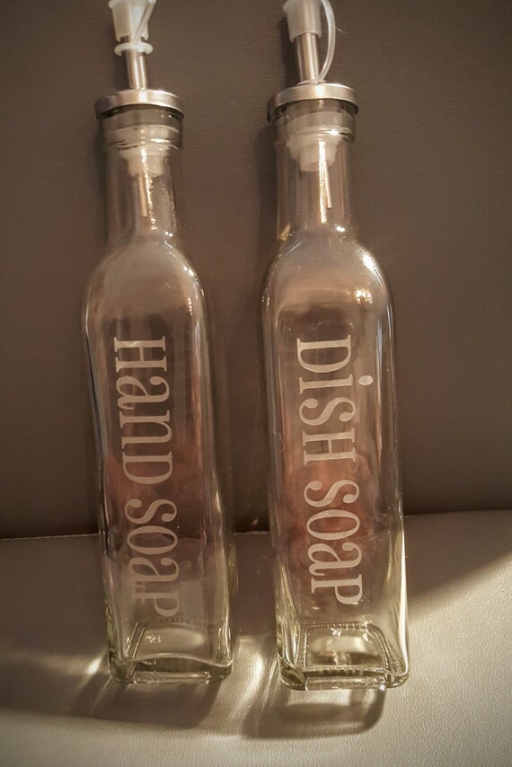 Etched Glass Dish Soap or Hand Soap Dispenser by CanvasandGlassArt