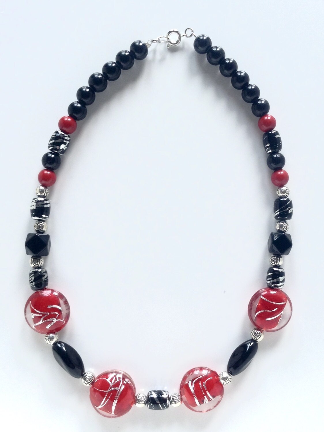 Red n Black glass bead necklace