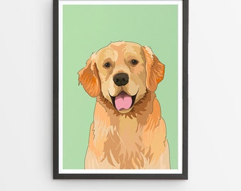 Golden Retriever Illustrated Breed Print / Various Colours / Dog Lover's Gift / Poster