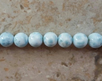 Genuine Larimar, 12mm Round, A Grade, Choose Your Length, Dominican Larimar