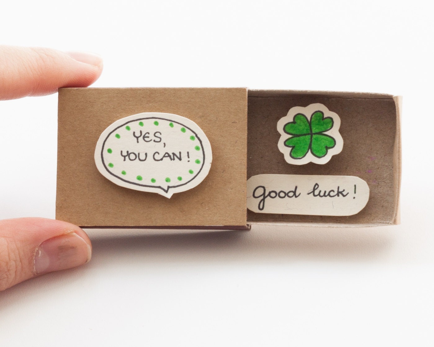 Good Luck Card/ Cute encouraging Matchbox/ Gift box/