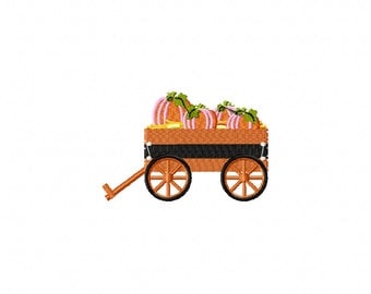Mini wagon pumpkins embroidery design, wagon embroidery design, pumpkin embroidery design, fall embroidery design, thanksgiving embroidery