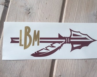 FSU Spear Decal/Florida State Seminoles/Monogrammed Decal/FSU Monogrammed Car Decal/Florida State University/Florida State Seminoles