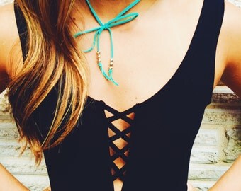The Grace-- Wrap Choker with Beaded Accents