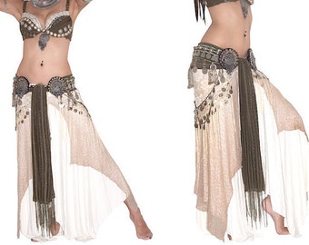 Tribal belly dance Letson wear knit skirt white