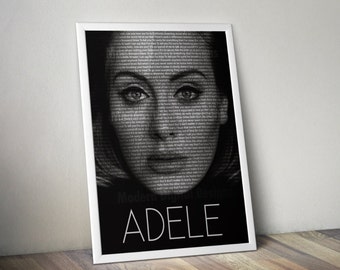 Adele Poster Music Song Lyric Typography Word Art 5x7 8x10 12x16 18 x 24