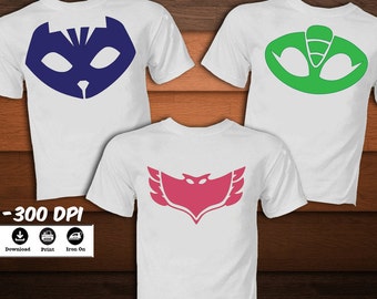 SET Pj Masks Iron on Transfer T-Shirt-Printable Pj Masks emblem Shirt-Pj Masks logo decoration party image -Instant DIGITAL DOWNLOAD
