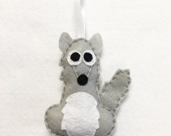 Coyote Ornament, Christmas Ornament, Felt Animal Ornament, Carl the Coyote, Christmas Decoration, Gift Toppers