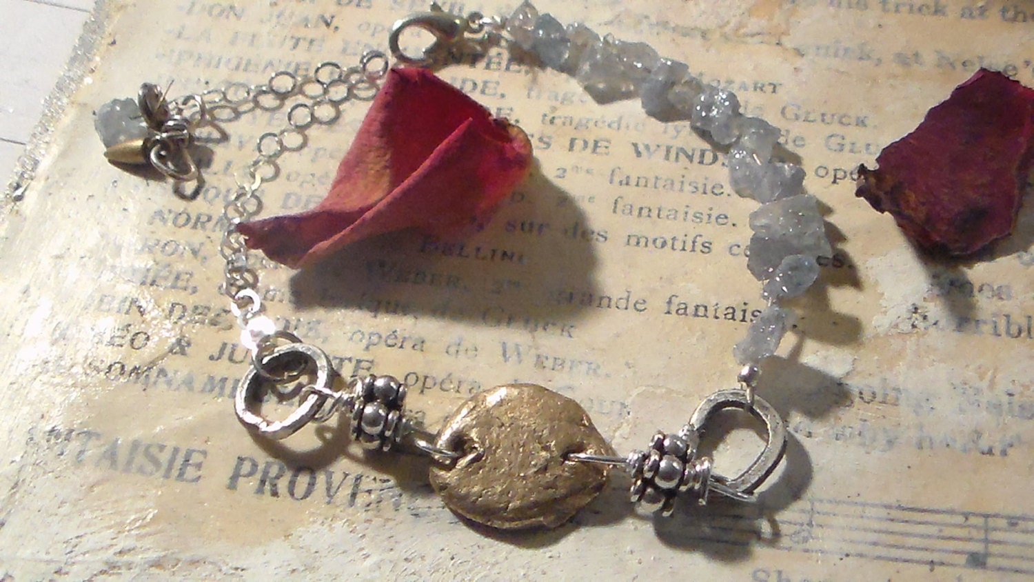 Brilliant Bronze Sterling and Aquamarine Bracelet