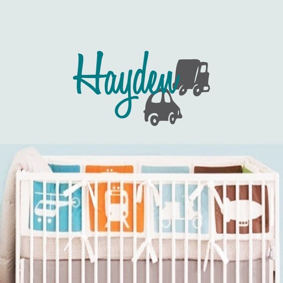 Items similar to Car and Truck with Name Wall Decal Set