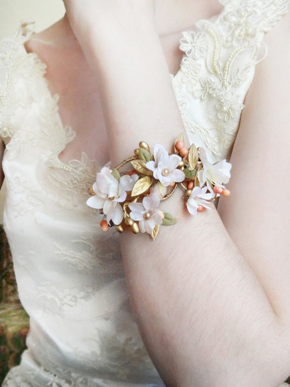 bridal cuff bridal corsage cuff bracelet by on Etsy