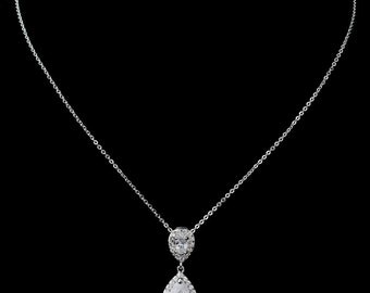 crystal bridal necklace pendant vintage style gold tear pear drop crystal bridal necklace Art Deco Baroque