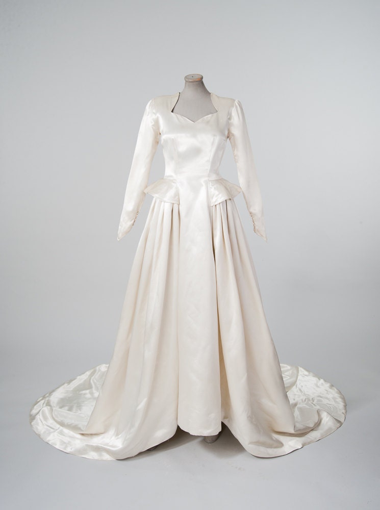 1940s Liquid Satin Wedding Dress Vintage Ivory White Bridal