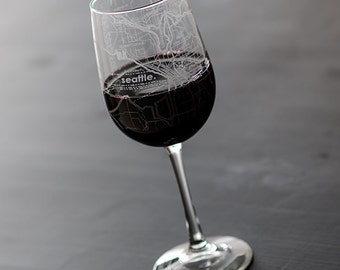 Seattle Map Wine Glass