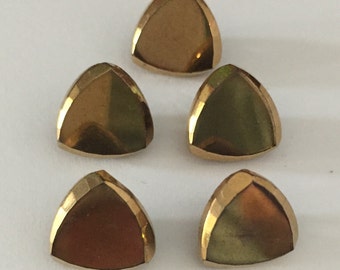 Vintage Czech Glass Buttons - 5 Gold Metallic
