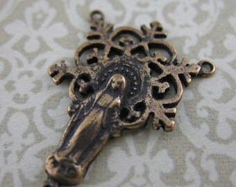 Bronze Rosary Center Connector Radiant Mary Bronze Rosary Parts Jewelry Parts B351LS