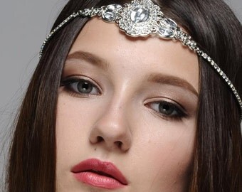 Maya Boho Bohemian Goddess Vintage Jeweled Gatsby wedding Headband Head Piece Forehead Headdress