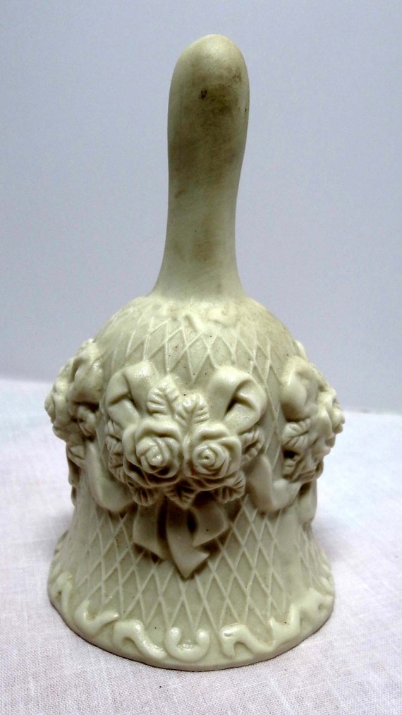 Ivory colored Bisque Bell Raised Flower Motif Home and Garden
