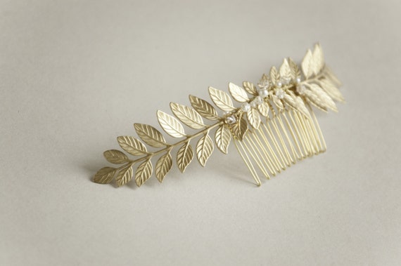 Gold Leaf Diamond Hair Piece