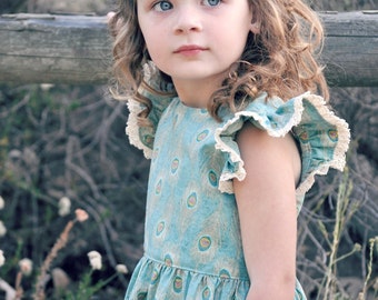 Vintage Grace, Flutter Dress, PDF Sewing Pattern, girls flutter dress, flutter sleeve dress, toddler floral dress, low back dress, sewing