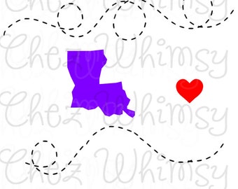 Louisiana SVG, State Dotted Lines SVG, Cut File. Louisiana with Heart SVG, La Svg Design