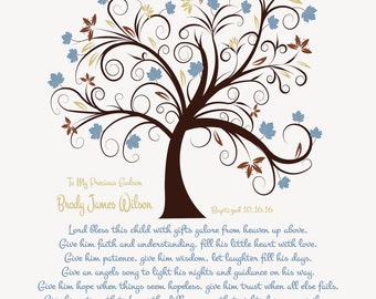 Baptism Gift For Boy-Baptism Gift From Godmother-Christening Gift-Godson-Grandson-Nephew-Son-Dedication Print-Lord Bless This Child Poem