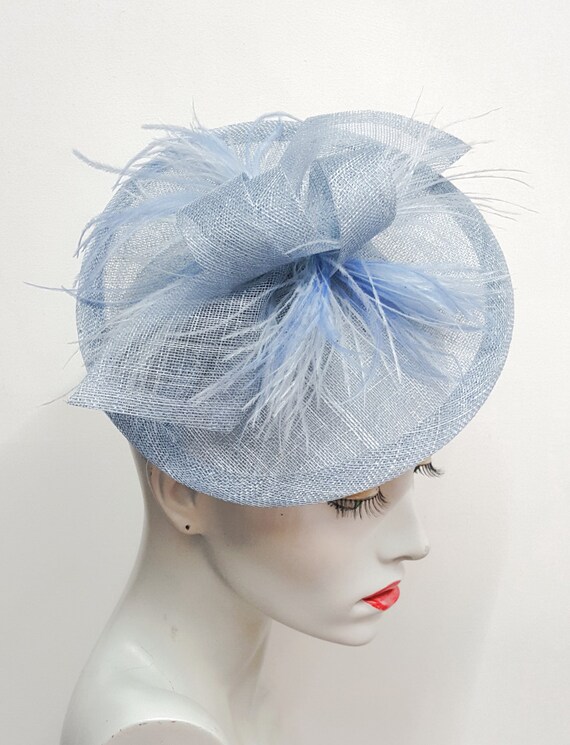 Pale blue saucer fascinator powder blue fascinator baby blue