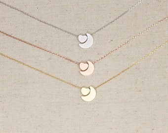 I Love You to the Moon and Back Necklace | Heart and Moon | Crescent Moon | Minimalist | Mother Daughter | Shower | Mothers Day Gift