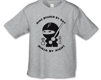 Ring Bearer Gift - Ninja T-Shirt - Personalized Bridal Party Gifts - Ring Bearer By Day, Ninja By Night - Handcrafted Wedding - Party Gifts