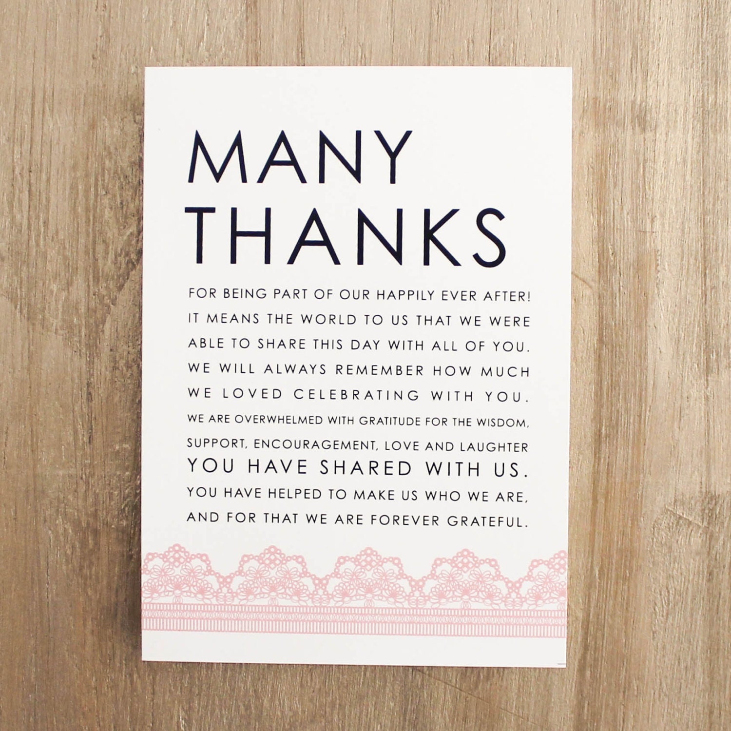 Lace Thank You Cards for a Wedding Reception Table Top