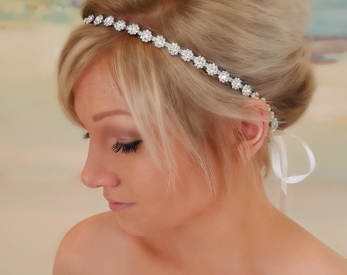 Bridal Headband, Bridal Hair Piece, Parker, Accessories, Bridal, Wedding Hairpiece, Bridal Ribbon Headband, Floral Headpiece, Ribbon