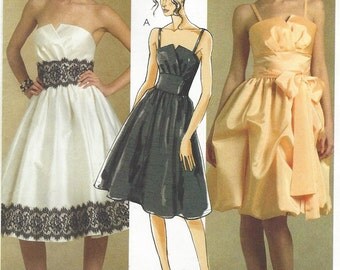 Womens Strapless Cocktail Dress Bouffant Skirt OOP McCalls Sewing Pattern M5382 Size 12 14 16 18 Bust 34 36 38 40 UnCut Prom or Bridesmaid