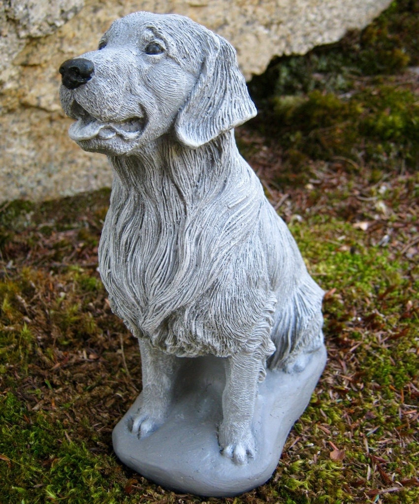 Golden Retriever Statue Concrete Dog Cast In by WestWindHomeGarden