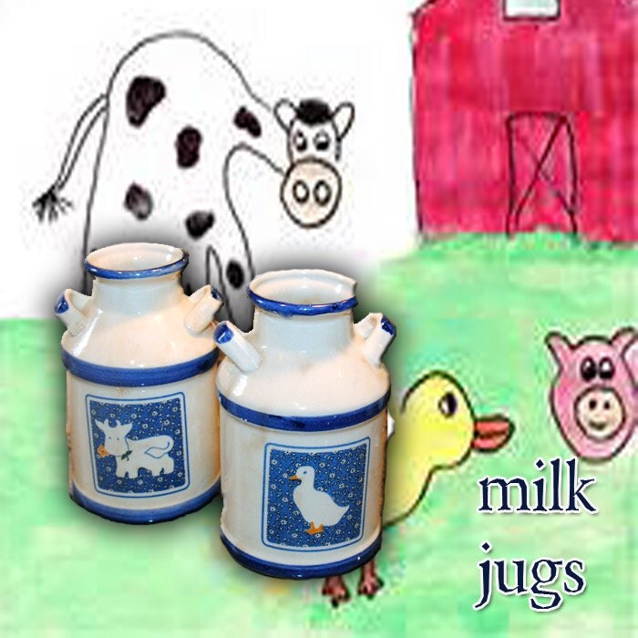 Two Milk Jugs. Quart Size