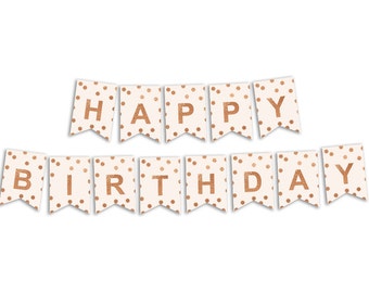 rose gold banner birthday happy