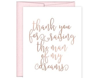 Thank You For Raising the Man of My Dreams Card - Man of My Dreams Wedding Day Card - Day of Wedding Cards - Groom's Parents Card (CH-BP6)