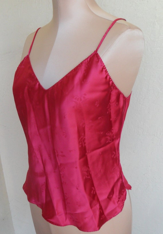 Vintage Camisole Pink Ilise Stevens Satin Embossed Cami Large