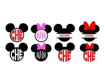 Minnie Mouse Monogram, Mickey Mouse Monogram, Minnie Svg, Mickey Svg, Minnie Svg File, Mickey Svg File, Cricut Cut files, Silhouette