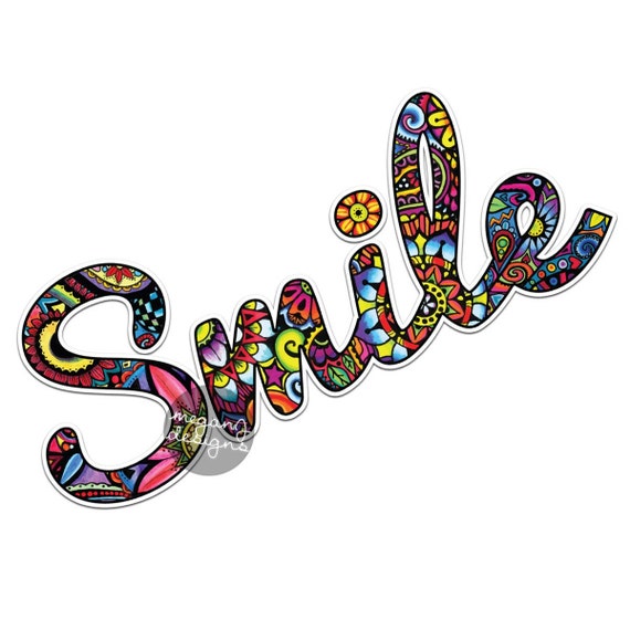 Smile Sticker  Colorful  Design Bumper Sticker  Laptop Decal