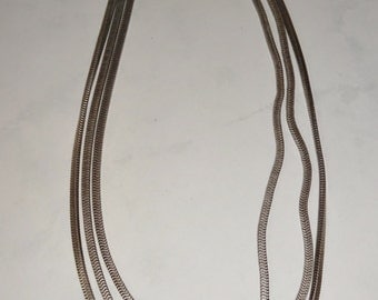 Vintage Silver Toned Necklace Multi Strand Chain Choker Necklace
