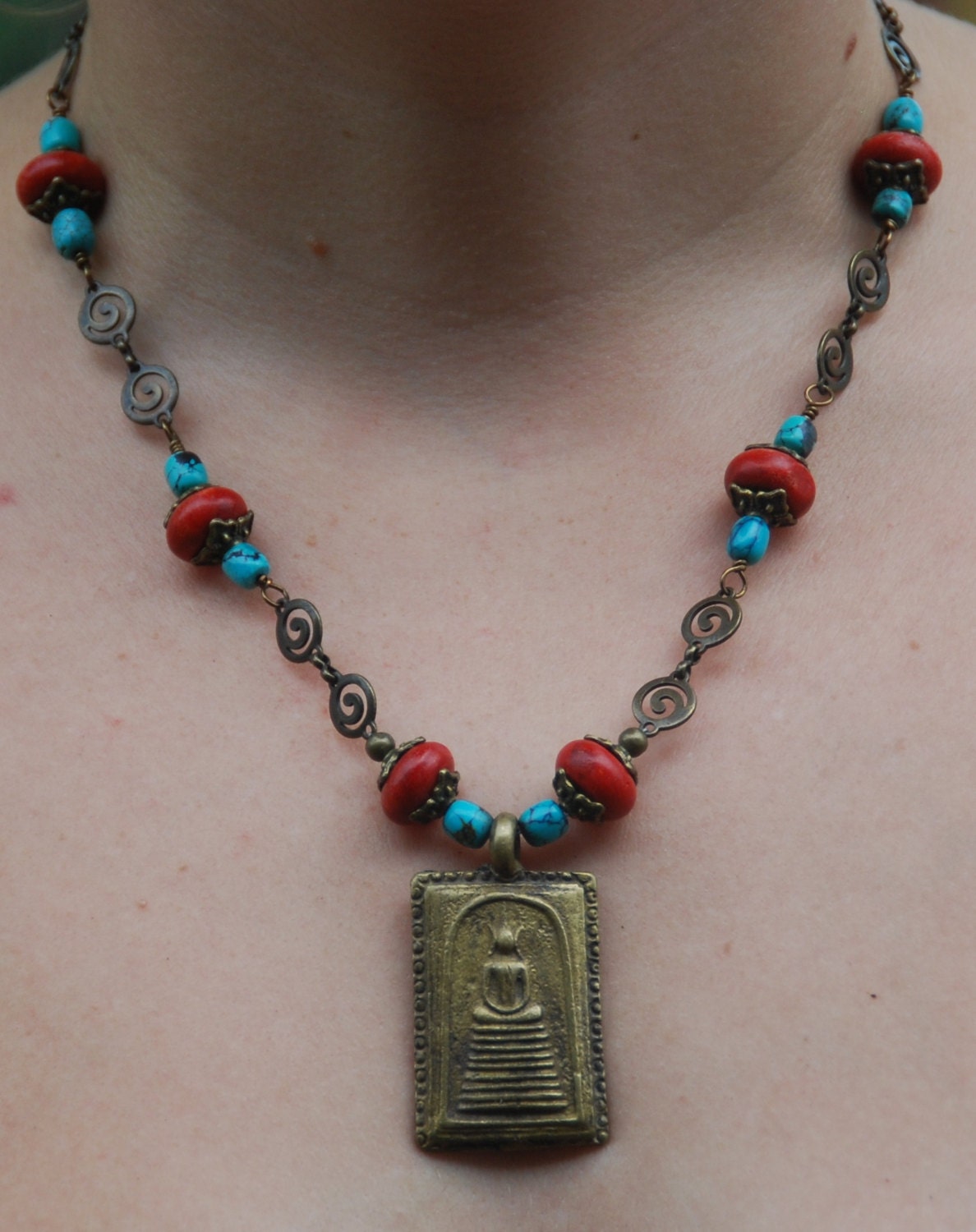 CLEARANCE Ethnic Design with Antique Bronze Buddha Pendant