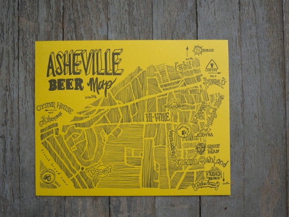 Asheville Beer Map Second Edition Letterpress Printed