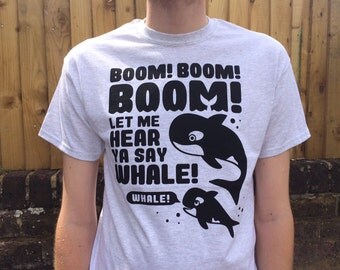 Orca T-shirt, Whales Charity T-shirt, Handprinted Orca Tee, Unisex Tshirt, WCA World Cetacean T-shirt, Killer Whale Tee, Funny 90s Music Tee