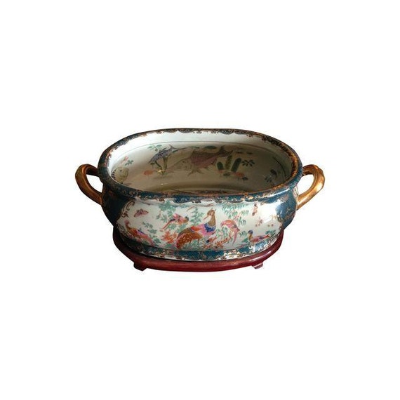 Vintage Chinese Foot Bath Chinoiserie Oriental by ChloeandClaudia