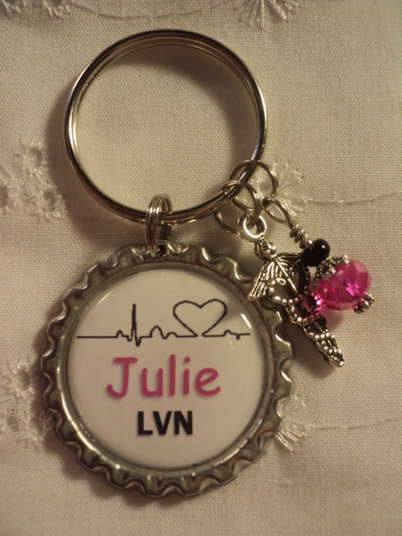 Personalized Nurse key chain with charms by chaleybrooke on Etsy